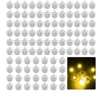 Gvolatee 100 pezzi Luci a LED per Palloncini, Luce Lampade, Rotondo Lampada a Palloncino, Mini Led Lanterne di Carta, per Festa di Compleanno, Matrimonio, Halloween, Decorazione Natalizia,Bianco caldo