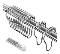 Gvolatee 12 Pezzi Anelli per Tende da Doccia 65 X 37 mm, Anelli da Doccia in Acciaio Inox con Sistema di Scorrimento, Antiruggine Ganci Singoli In Metallo per Tenda, Finestra Della, Camera (Argento)