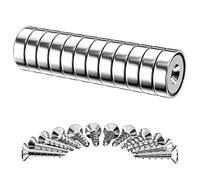 Gvolatee 12 Pezzi Magneti Neodimio Potentissimi 7 KG Forza 16 X 5 mm, Magnete Super Potente con Foro e Base in Acciaio, Multiuso Calamite per Frigo, Lavagne, Mappe, Decorazioni, con viti