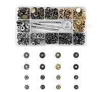 Gvolatee 120 Bottoni Automatici a Pressione, Bottoni a Pressione Metallo con Kit Strumenti di Fissaggio per Borse, Jeans, Lavori in Pelle Fai da Te, Artigianato, Vestiti, Giacche (4 Colori, 12.5 mm)