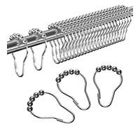 Gvolatee 24 Pezzi Anelli per Tende da Doccia 65 X 37 mm, Anelli da Doccia in Acciaio Inox con Sistema di Scorrimento, Antiruggine Ganci Singoli In Metallo per Tenda, Finestra Della, Camera (Argento)
