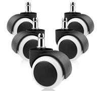 Gvolatee 5 Pezzi ruote sedia ufficio 11X 22MM per Sedie da Gioco, Rotelle per sedie Design a Doppia Ruota, Rotelle di Ricambio Silenziosa e Senza Graffi per Piastrelle, Pavimenti Duri, Bianco