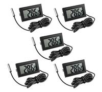 Gvolatee 5 Pezzi Termometro Digitale, Sonda Termometri per Frigo Acqua, Mini LCD Termometro Digitale Monitor di Temperatura con Sonda Esterna Impermeabile per Frigorifero Congelatore Acquario