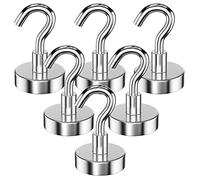 Gvolatee 6 Pezzi 25MM ganci magnetici 12kg forza, gancio magnetico staccabili potente ideale, ganci magnetici rotondi al neodimio per frigorifero da cucina, soffitto, griglia, medio