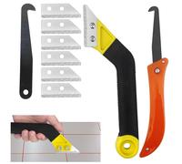 Gvolatee Set da 2 Pezzi Fughe Piastrelle + 7 Lame di Ricambio, Raschietto per Pavimenti, Stucco Pulizia Strumento di Rimozione, Pulizia Fughe Pavimento Strumenti, per Cucina Bagno Pareti