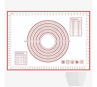 Gvolatee Spianatoia per Impastare 50×70 cm, Spianatoia Silicone Riutilizzabile Antiaderente Resistente Calore con Raschietto, Tappetino in Silicone Rosso con Misure per Pizza, Pasta, Macaron