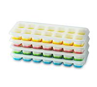 Gvolatee Stampo Silicone Cubetti Ghiaccio, 4 Pezzi con Coperchio per e Impilabile, BPA Free, per DIY Alimenti, Succo, Bevande Ghiacciate