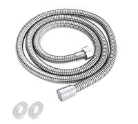 Gvolatee Tubo Doccia Flessibile 150CM, Anti-Esplosione Resistente Alta Temperatura Acciaio Inossidabile Anti-Torsione Cromo Tubo per Doccia Lungo, con Raccordi Ottone Connettori Universali G1/2"