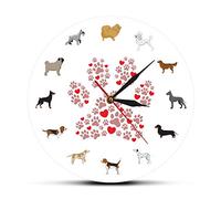 GVOZI 3D Orologi Da Parete 30 Cm Tema Del Cane Orologio Da Parete Per Cani Da Compagnia Impronte Modello Decorazione Orologio Orologio Da Parete Per Negozio Di Animali Per Proprietario Di Cani