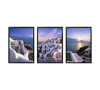 GVOZI Stampe Su Canvas Wall Art Trittico White Island Seascape Immagini Senza Cornice Wall Art Poster Europa Pittura A Olio Su Tela Per La Decorazione Domestica Del Salone 50x70cm