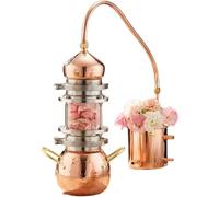 Gvqng Distillatore in Rame Puro per Uso Domestico, Alambicco Moonshine in Rame con Tubo di Raffreddamento, Distillatore per Oli Essenziali di Fiori Freschi Piccolo da 2 L/3 L,2l