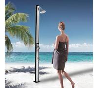 Gvqng Doccia Solare da Esterno, Colonna Doccia Solare da 2,1 M con Soffione Girevole A 360°, Lavapiedi E Regolazione della Temperatura, per Piscina Esterna,Argento