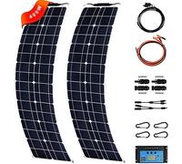 Gvqng Pannello Solare, 2/4 Pz 200 Watt Pannello Solare Flessibile in Pet, Kit Pannello Solare con Controllore 40a, Portatile Solare Monocristallino Caricabatterie,2 * 200w