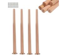 Gvqng Set di 4 Gambe per Mobili in Legno Massello, Gambe per Mobili in Legno Ad Angolo Retto, Piedini di Ricambio con Piastra di Montaggio E Viti, Gambe per Tavolo da Pranzo,One Color,35cm/14in