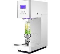 Gvqng Sigillatrice Semiautomatica per Bevande, Aggraffatrice per Lattine da 370 W, Altezza Regolabile, Sigillatrice Elettrica per Bicchieri con Contatore Intelligente,Bianca