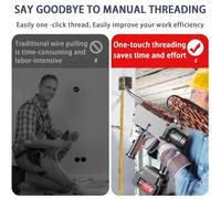 Gvqng Tiracavi per Elettricisti Attraverso Il Muro, Tiracavi Elettrico A Batteria da 40 M/Min, Infilacavi, per La Decorazione di Tubi, Cavi di Comunicazione,2 Battery (15 Sections) 15 m