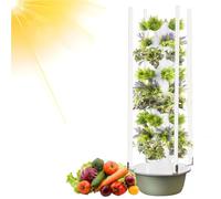 Gvqng Torre Idroponica per Interni, Sistema Idroponico Autoirrigante con Pompa, Adattatore E Vasi A Rete, Torre Idroponica per Ortaggi, per La Coltivazione di Erbe Aromatiche,Verde,5 Tier with Light