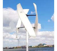 Gvqng Turbina Eolica Verticale di Piccole Dimensioni da 100-600 W, Generatore Eolico Portatile per Campeggio, Generatore 12v/24v con Regolatore Mppt, 3 Pale,Bianca,100W