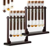 Gvqng Umidificatore per Infusione di Aromi per Sigari, Espositore per Aromaterapia Fai da Te Fatto A Mano con Base in Legno con Igrometro E Tappi Ermetici,Marrone,2pcs