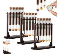 Gvqng Umidificatore per Infusione di Aromi per Sigari, Kit in Vetro Trasparente per Infusione di Aromi per Sigari con Base in Legno Fatta A Mano E Tappo Ermetico,Marrone,3pcs