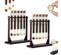 Gvqng Umidificatore per Infusione di Aromi per Sigari, Kit in Vetro Trasparente per Infusione di Aromi per Sigari con Base in Legno Fatta A Mano E Tappo Ermetico,Marrone,2pcs