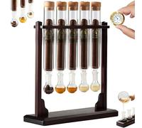 Gvqng Umidificatore per Infusione di Aromi per Sigari, Kit in Vetro Trasparente per Infusione di Aromi per Sigari con Base in Legno Fatta A Mano E Tappo Ermetico,Marrone,1pcs