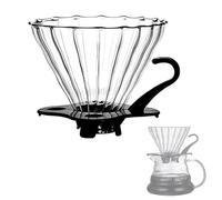 GVRGO Macchina da caffè versata compatibile con V60 taglia 02, 1-4 tazze, gocciolatore riutilizzabile in vetro a cono con manico, caffè a bassa fermentazione per caffè, viaggi, casa e ufficio, 01