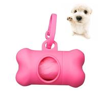 GVSS Distributore di sacchetti per rifiuti per animali da compagnia, borsa per Crotte cane, distributore, con 1 rotolo di borsa per cane Crotta, per cane e gatto, forma dell'osso, 8 x 5 cm, rosa