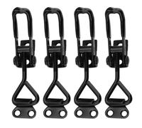 GVSS Set di 4 chiavistelli a levetta in ferro nero, chiusura a leva in metallo, pinza regolabile per scatole, cassapanche, armadi e porte, chiusura a levetta in metallo