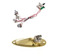 Gvvsjgdbis 1 x Pentole per chitarra Stratocablata 1 Volume 2 Tone Control 5 Way Switch 3-500K & 1Pc Boat Output Jack Plate Sockets