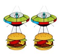 Gvvsjgdbis 2 Pezzi UFO Abduction A Hamburger Vetrata UFO Hamburger Appeso Vetro