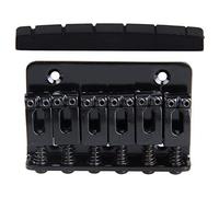 Gvvsjgdbis 2 Pz Accessori per chitarra: 1 Ponte Hardtail (nero) e 1 Pz Superiore Fondo Piatto PT-5042-00 42 X 3 X 5.5mm