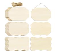 Gvvsjgdbis 24 cartelli in legno non verniciati da appendere, con corde, rettangolari, in legno nudo, semplici, per lavori di bricolage, per porte, arte da parete