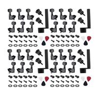 Gvvsjgdbis 24 pezzi per corde per chitarra picchetti 3 sinistri 3 destri chitarra pulsanti con serrature per pulsanti di cinghie plettri e avvolgitore di corde per chitarra (nero)