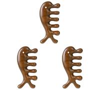 Gvvsjgdbis 3 pettini massaggianti in legno di sandalo verde a denti larghi, strumento per agopressione, strumento portatile per massaggi in legno per il viso