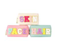Gvvsjgdbis 3 trousse per trucchi preppy, da viaggio, in pelle PU, impermeabile, per adolescenti e donne