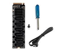 Gvvsjgdbis 4X M.2 MKEY PCI-E Riser Card M.2 NVME a SATA3.0 PCIE a 6Gpbsx6-Port Scheda di espansione ASM1166 Supporto PM Funzione