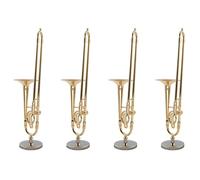 Gvvsjgdbis 4X Modello di Graffetta in Rame Puro 12 cm con Supporto Mini Strumento Musicale con Scatola in Pelle Nero