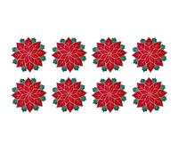 Gvvsjgdbis 8 Centrini ricamati natalizi per feste centrini di poinsettia applicati tovaglietta di fiori di Natale per la decorazione della tavola A