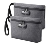 Gvvsjgdbis Borsa per soldi bloccabili, borsa per soldi sicuri, borsa per accessori con serratura per e donne, per viaggi, deposito bancario, telefono cellulare, grigio, grigio