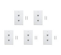 Gvvsjgdbis Confezione da 5 piastre da parete Ethernet a 2 porte, Cat6 femmina a femmina, presa a muro RJ45, accoppiatore in ,