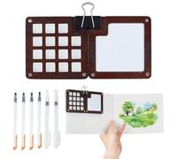 Gvvsjgdbis Mini set di portatile per acquerelli, 15 griglie in legno scatola carta pad Sketch Book