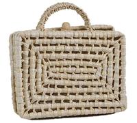 Gvvsjgdbis Portatile Sacchetto di Paglia Pastorale Naturale Semplice Piccola Scatola Quadrata Borsa da Spiaggia Hollow Tessuto a Mano