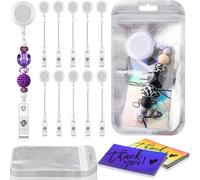 Gvvsjgdbis Set di 10 bobine per badge con perline, retrattile, clip per perline, gioielli, fai da te, regali, artigianato B
