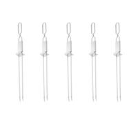 Gvvsjgdbis Spiedini per barbecue a doppio ago in acciaio inossidabile con piastra a spinta automatica Forchette per barbecue all'aperto Accessori Strumenti 5 pezzi