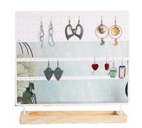 Gvvsjgdbis Supporto per gioielli con base scanalata bianca a 144 fori, per orecchini, orecchini, collane, gioielli, anelli, facile da usare