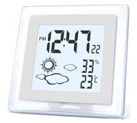 Gvvsjgdbis Sveglia digitale a batteria con retroilluminazione automatica, umidità della temperatura interna, 12/24 ore, data, orologio da scrivania, pregevole fattura