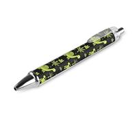 GVYGVY 1 penna a sfera nera con stampa di dinosauri verdi in stile cartone animato, penne da 0,5 mm per diario, penna a sfera a inchiostro fine per scrivere forniture per ufficio e scuola