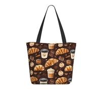 GVYGVY Borsa da viaggio da donna, da lavoro, con stampa di caffè e pane, leggera, borsa da infermiera, borsa da spiaggia da donna, alla moda, grande, con cerniera