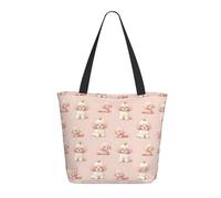 GVYGVY Borsa da viaggio da donna, da lavoro, con stampa di cucciolo di corona, rosa e bianca, leggera, borsa da spiaggia, borsa grande alla moda con cerniera